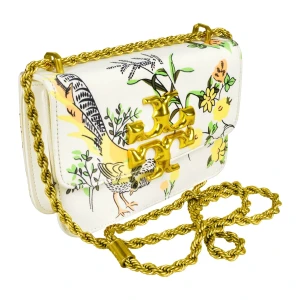 Clutch With Golden Chain, Peacock Designed Floral Mibal, TR908