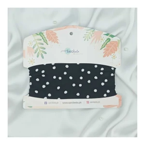 Sandeela Basic Cotton/Linen Headband, Black & White Polka Dots, M12-01-1009