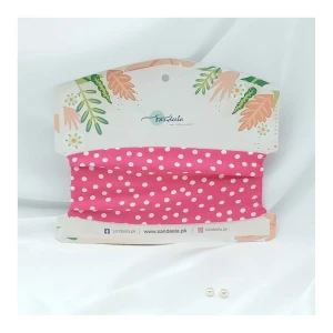 Sandeela Basic Cotton/Linen Headband, Pink & White Polka Dots, M12-01-1023