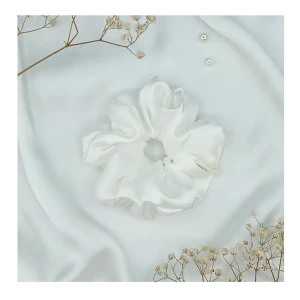 Sandeela Silk/Chiffon Classic Scrunchies White, M03-02-1104