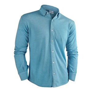 Basix Men's Sky Blue Knitted Pique Fabric Shirt, MCS-202