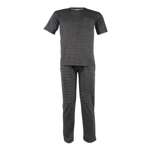 Basix Men's Stretch Knitted Checkered Charcoal Longewear, 2-Pack Set, LW-814