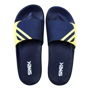 Bata Gents Rubber Slipper, Dark Blue/Yellow, 8779347