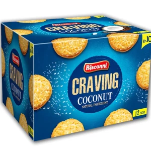 Bisconni Craving Coconut Natural Ingredient Biscuits Snack Pack Box 12 Pcs (Rs.10)