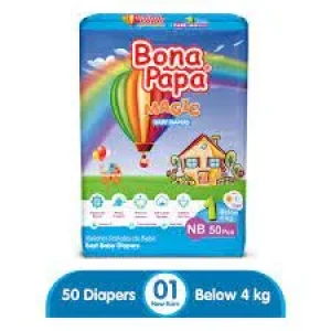 Bonapapa Baby Diaper Magic Economy New Born Size 1 (Below 4 Kg) 50 Pcs