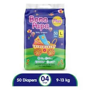 Bonapapa Baby Diaper Plus Large Size 4 (9-13 Kg) 50 Pcs