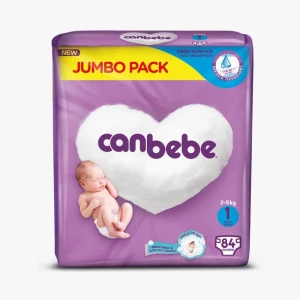 Canbebe Baby Diaper Jumbo New Born Size 1 (2-5 Kg) 84 Pcs