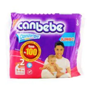 Canbebe Baby Diaper Mini Jumbo Size 2 (3-6 Kg) 74 Pcs