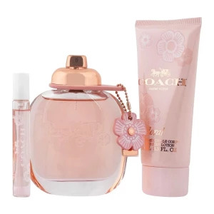 Coach New York Floral Perfume Set For Women, EDP 90ml + Body Lotion 100ml + EDP 7.5ml