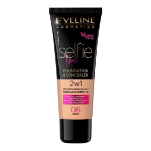 Eveline Selfie Time 2-In-1 Foundation & Concealer, 06, Honey