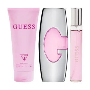 Guess Pink Set For Women, Eau De Parfum 75ml + Travel Spray 15ml + Body Lotion, 100ml