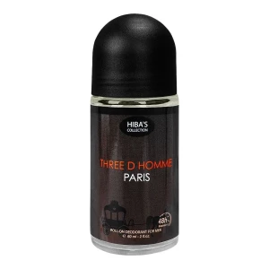 Hiba's Collection Three D Homme Paris Deodorant Roll On, For Men, 60ml