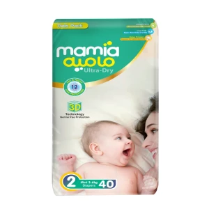 Mamia Baby Diapers Mini Twin Pack Size 2 (3-6kg) 40 Pcs