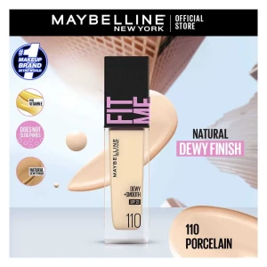 Maybelline New York Fit Me Dewy + Smooth Liquid Foundation, SPF 30 110 Porcelain, 30ml