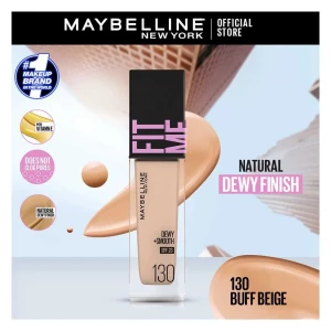 Maybelline New York Fit Me Dewy + Smooth Liquid Foundation, SPF 30 130 Buff Beige, 30ml