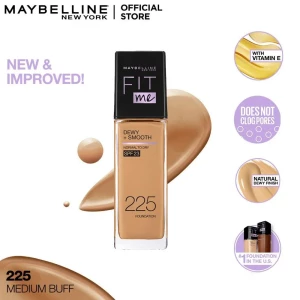 Maybelline New York Fit Me Dewy + Smooth Liquid Foundation, SPF 30 225 Medium Buff, 30ml