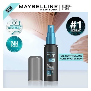 Maybelline New York Fit Me Matte + Poreless Setting Spray, Transfer-Proof, 24H Oil-Control Formula With Witch Hazel, 60 Ml