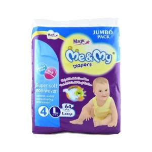 Me & My Baby Diaper Magic Jumbo Pack Large Size 4 (8-15 Kg) 64 Pcs