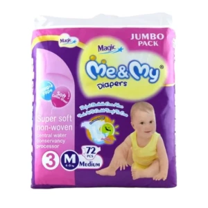 Me & My Baby Diaper Magic Jumbo Pack Medium Size 3 (4-9 Kg) 72 Pcs