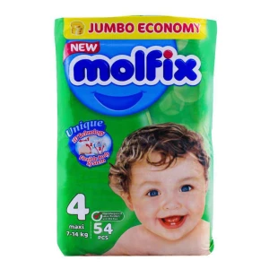 Molfix Baby Diaper 3D Maxi Jumbo Pack Size 4 (7-14 Kg) 58 pcs