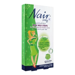 Nair Pretty Mini Wax Strips, For Body, Bikini & Sensitive Areas, With Chamomile & Green Apple Extract, 12-Pack