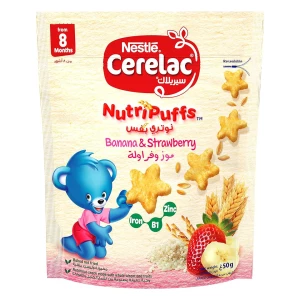 Nestle Cerelac Nutri Puffs Banana & Strawberry 50gm.