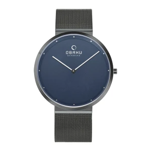 Obaku Men's Denmark Off Grey Round Dial & Bracelet With Blue Background Analog Watch, V230GXJLMJ