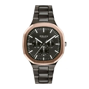 Obaku Men's Rust Square Dial With Two Tone Bracelet Chronograph Watch, V275gMBSB