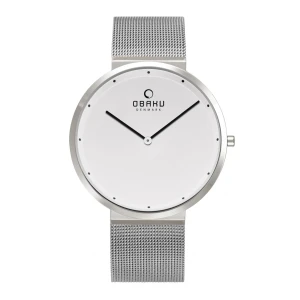 Obaku Men's Silver Round Dial With White Background & Bracelet Analog Watch, V230GXCWMC