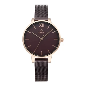 Obaku Women's Denmark Dark Brown Round Dial With Bracelet Analog Watch, V209LXVNMN