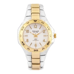 Omax Men's 5 Bar Yellow Gold Round Dial & Two Tone Bracelet Analog Watch, DBA651NG03