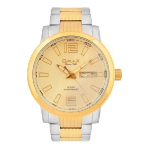 Omax Men's Desire Yellow Gold Round Dial With Two Tone Bracelet Analog Watch, GX06T3TI