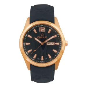 Omax Men's Golden Dial With Black Plain Strap Analog Watch, 74SMR44I