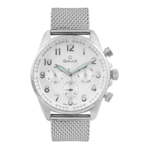 Omax Men's Silver Round Dial & Bracelet Chronograph Watch, VC05P66I