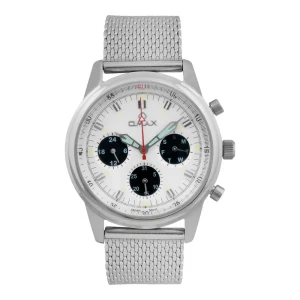 Omax Men's Stainless Steel Circle White Dial Chronograph Watch, VC01P66I