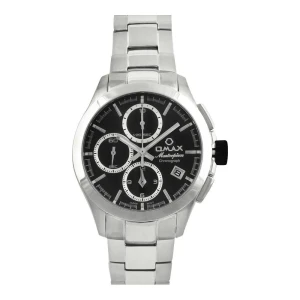 Omax Women's Chrome Round Dial With Black Background With Bracelet Chronograph Watch, CM02-L