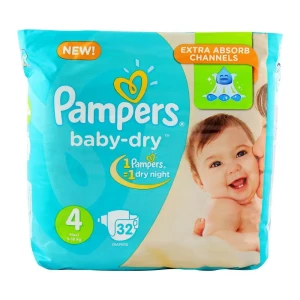 Pampers Diapers Baby Dry Size 4 Maxi (9kg - 18kg) 32 Pcs