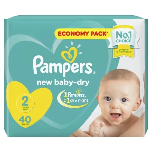 Pampers Diapers New Baby Dry Size 2 Mini (3kg - 8kg) 40 Pcs