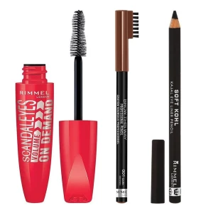 Rimmel Scandaleyes Volume On Demand Mascara + Soft, Kohl + Brow This Way Pencil, Offer Pack