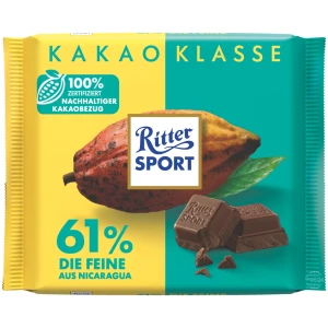 Ritter Sport 61% Fine Dark Chocolate With Cocoa Mass 100g