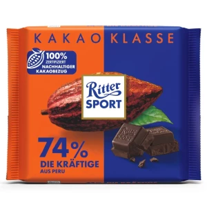 Ritter Sport 74% Intense Dark Chocolate With Cocoa 100g