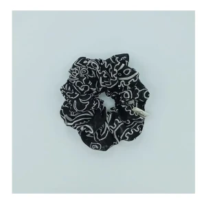 Sandeela Silk/Chiffon Classic Scrunchies Black & White, M03-02-1113