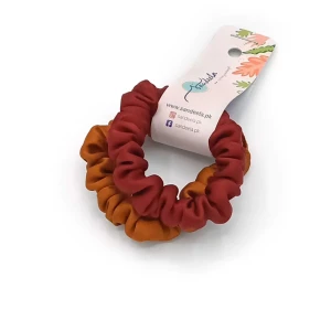 Sandeela Silky Tinies Round Scrunchies, Maroon/Copper, 01-02-2123, 2-Pack