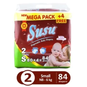 Susu Baby Diaper Mega Pack Small Size 2 (New Born - 6 Kg) 80 pcs