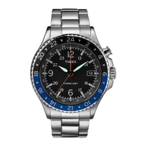 Timex Men's Allied Three GMT Stainless Steel Silver Watch, TW2R43500