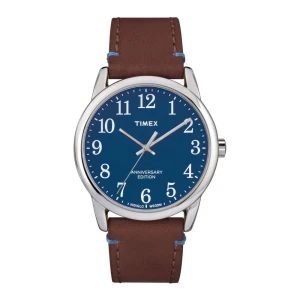 Timex Men's Easy Reader Leather Strap Watch Brown, TW2R36000