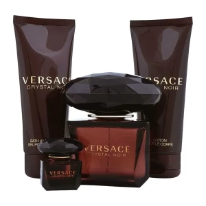 Versace Crystal Noir Perfume Set For Women, EDT 90ml + EDT 5ml + Body Lotion + Shower Gel