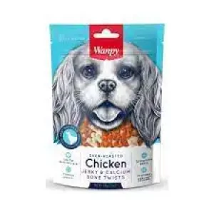 Wanpy Chicken Jerky & Calcium Bone Twists For Dog 100G